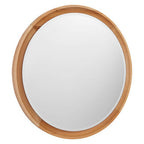 Clear Circular Wood Frame Wall Mirror