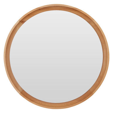 Clear Circular Wood Frame Wall Mirror