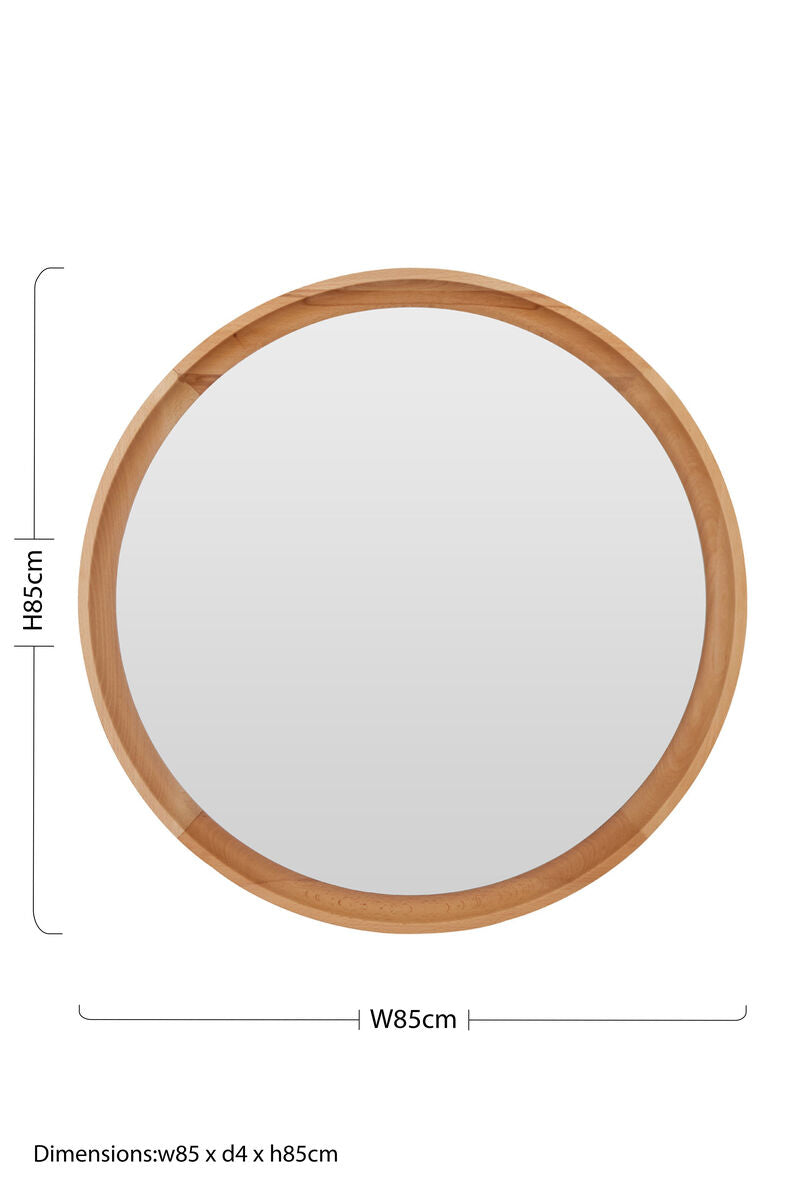Clear Circular Wood Frame Wall Mirror