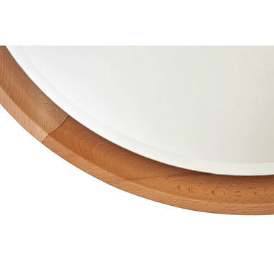 Clear Circular Wood Frame Wall Mirror