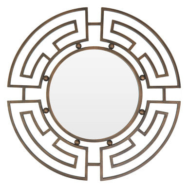 Bronze Metal Frame Round Wall Mirror