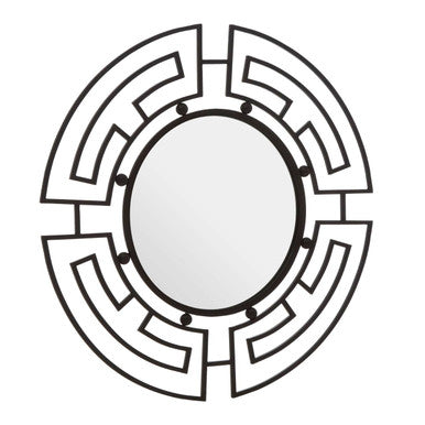 Four-Panel Black Round Wall Mirror