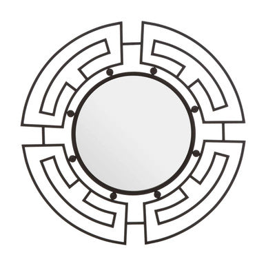 Four-Panel Black Round Wall Mirror