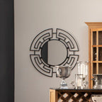 Four-Panel Black Round Wall Mirror