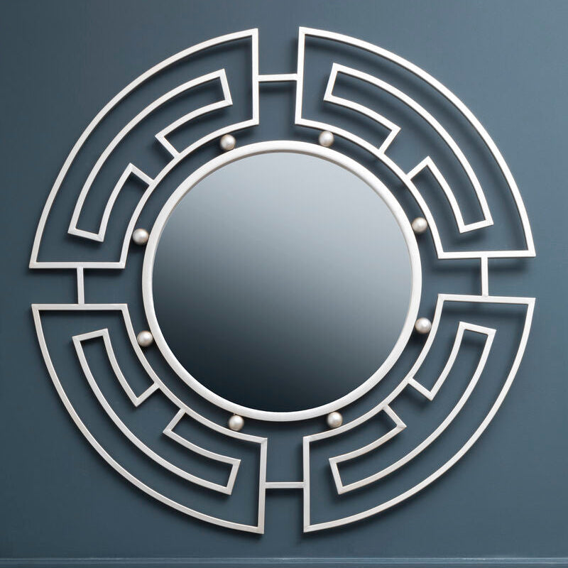 Four-Panel Silver Round Wall Mirror