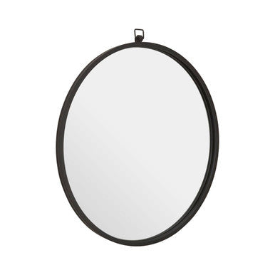 Slim Black Round Wall Mirror