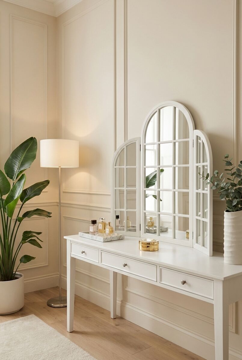 White Finish Dressing Table Mirror