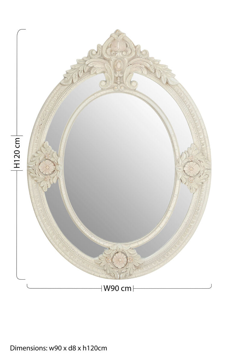 Antique White Ornate Wall Mirror