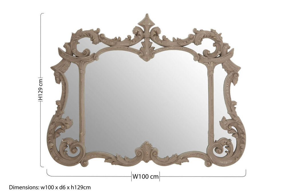 Antique Grey Finish Ornate Wall Mirror