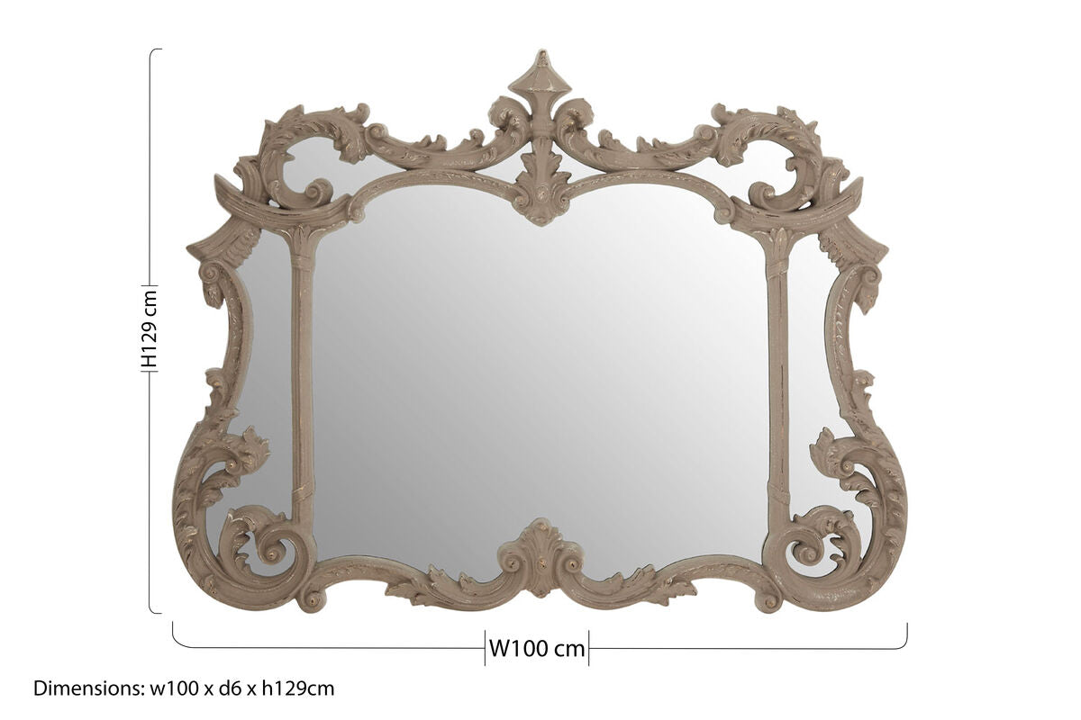 Antique Grey Finish Ornate Wall Mirror