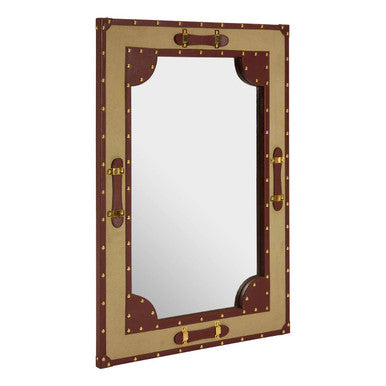 Canvas and Leather Trim Wall Mirror