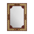 Canvas and Leather Trim Wall Mirror