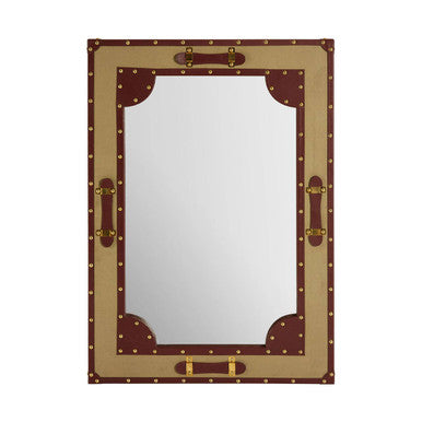 Canvas and Leather Trim Wall Mirror