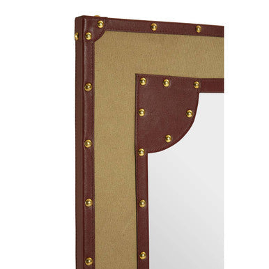 Canvas and Leather Trim Wall Mirror