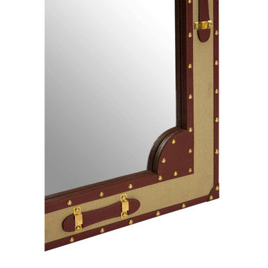 Canvas and Leather Trim Wall Mirror
