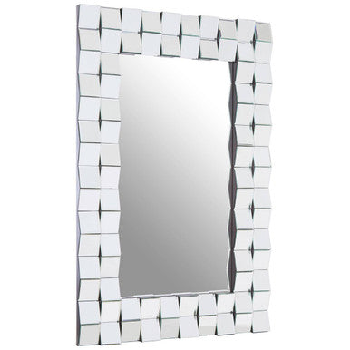 Angled Tile Silver Wall Mirror