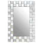 Angled Tile Silver Wall Mirror