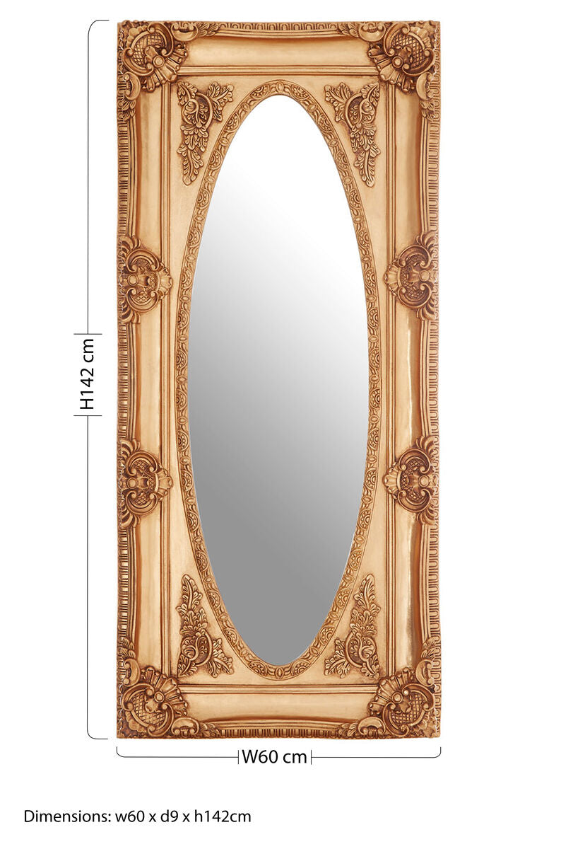 Gold Finish Oval Border Wall Mirror