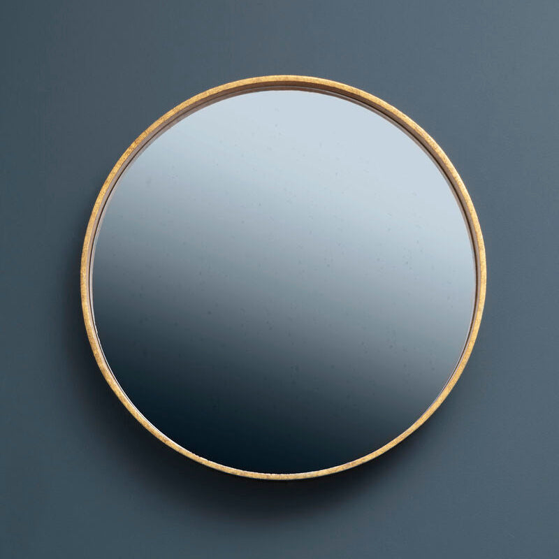 Round Wall Mirror with Antique Gold Frame