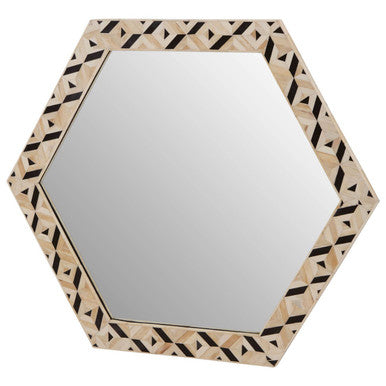Ivory and Black Hexagonal Wall Mirror