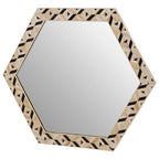 Ivory and Black Hexagonal Wall Mirror