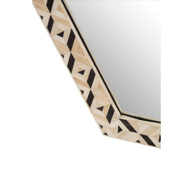 Ivory and Black Hexagonal Wall Mirror