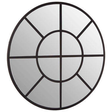Black Finish Round Wall Mirror