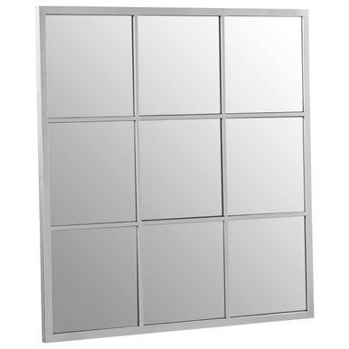 Square Design Silver Finish Frame Wall Mirror