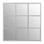 Square Design Silver Finish Frame Wall Mirror