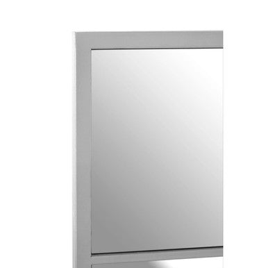 Square Design Silver Finish Frame Wall Mirror