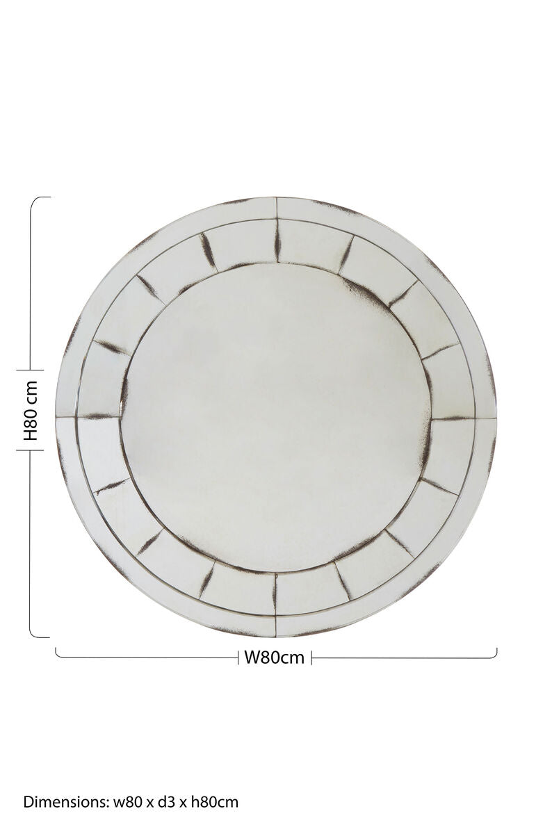 Round and Mosaic Effect Wall Mirror