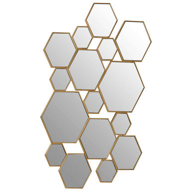 Hexagonal Cluster Gold Wall Mirror