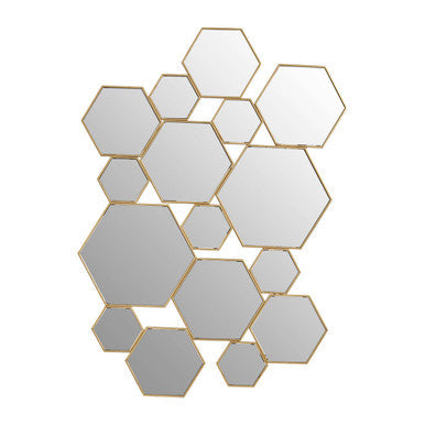 Hexagonal Cluster Gold Wall Mirror
