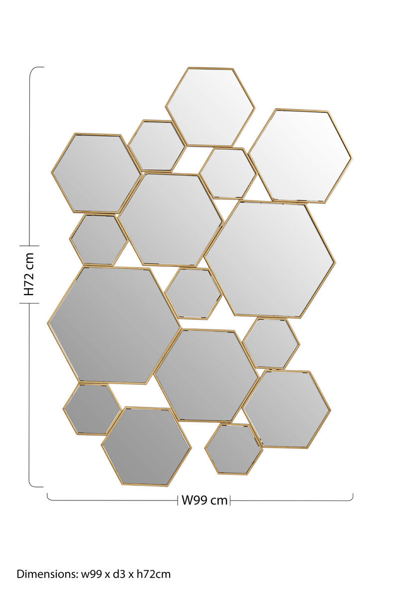 Hexagonal Cluster Gold Wall Mirror