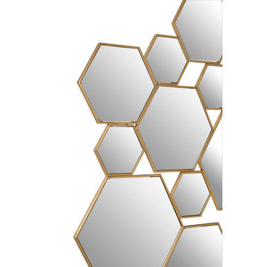 Hexagonal Cluster Gold Wall Mirror