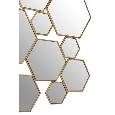Hexagonal Cluster Gold Wall Mirror