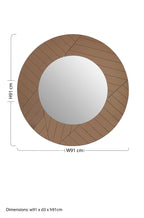 Brown Round Wall Mirror with Angular Frame Pattern