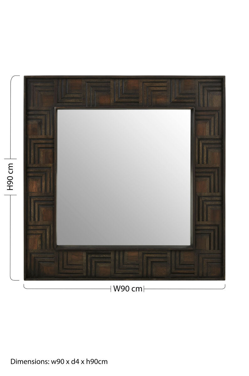 Mango Wood Square Wall Mirror
