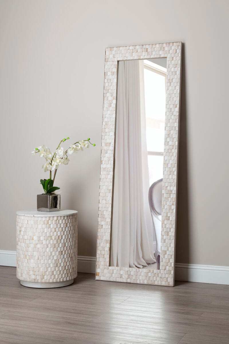 Rectangular White Wash Mosaic Wall Mirror