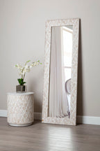 Rectangular White Wash Mosaic Wall Mirror