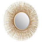 Gold Finish Sunburst Wall Mirror