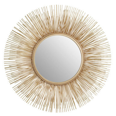 Gold Finish Sunburst Wall Mirror