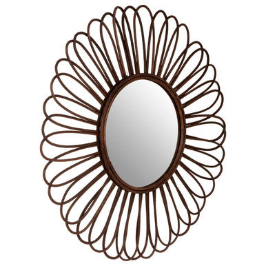 Rattan Black Circular Wall Mirror