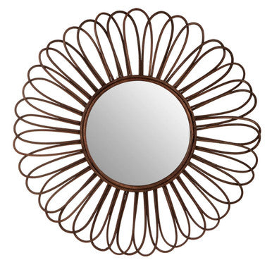 Rattan Black Circular Wall Mirror