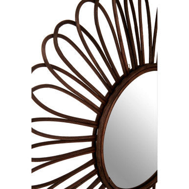 Rattan Black Circular Wall Mirror
