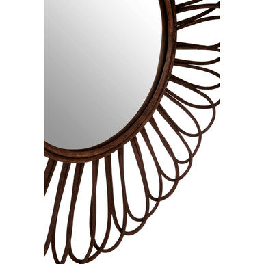 Rattan Black Circular Wall Mirror