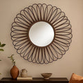 Rattan Black Circular Wall Mirror