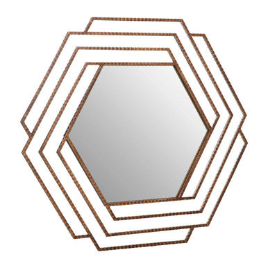 Antique Gold Hexagon Wall Mirror