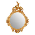 Floral Motif Gold Finish Round Wall Mirror