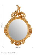 Floral Motif Gold Finish Round Wall Mirror